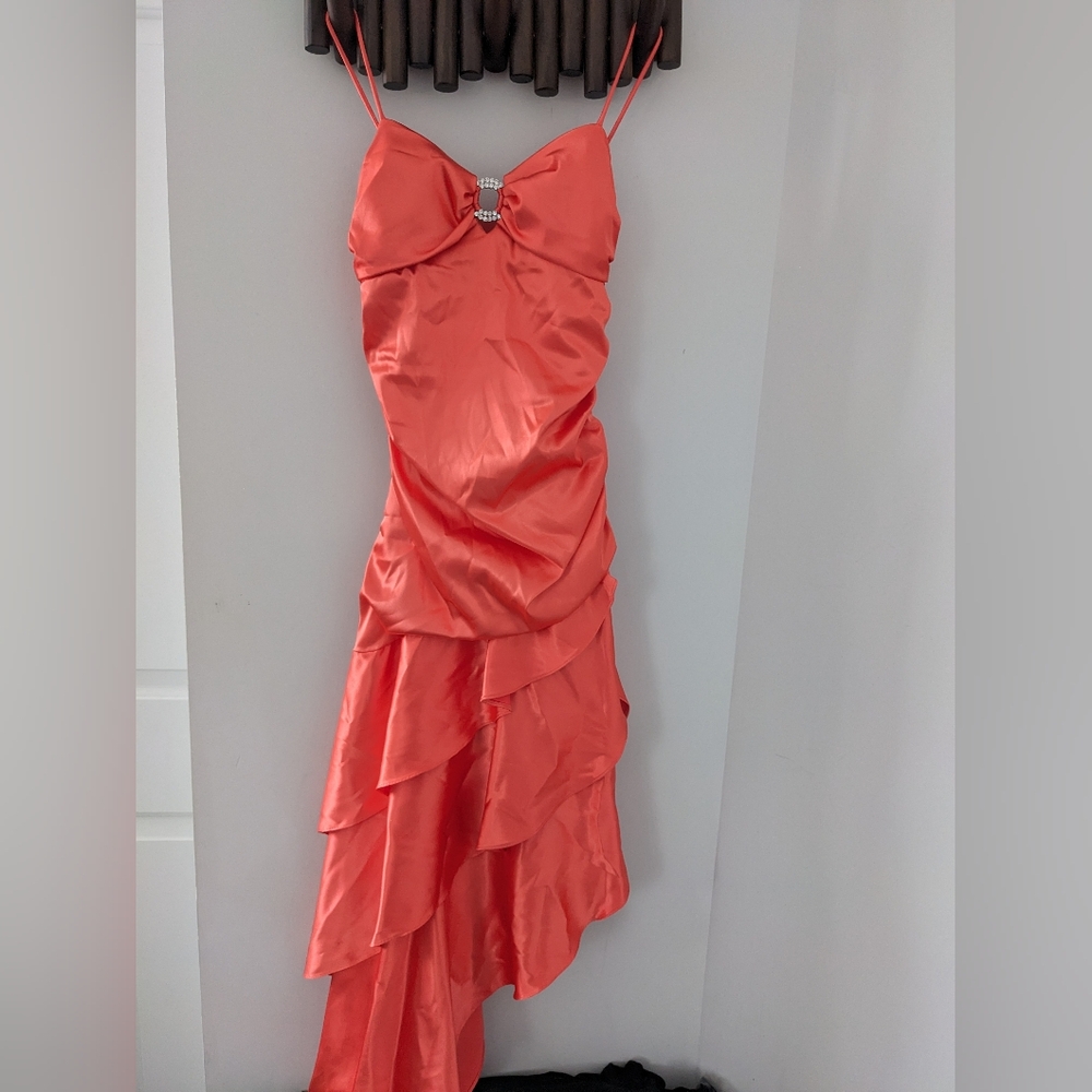 Laura Women's Coral Prom Assymetrical Dress - Size 1P